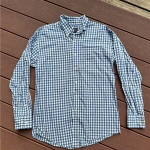 Mens nautica blue and white plaid long sleeve
